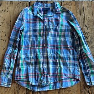 Polo by Ralph Lauren Men's Blue and Green Plaid Shirt sz L 14/16